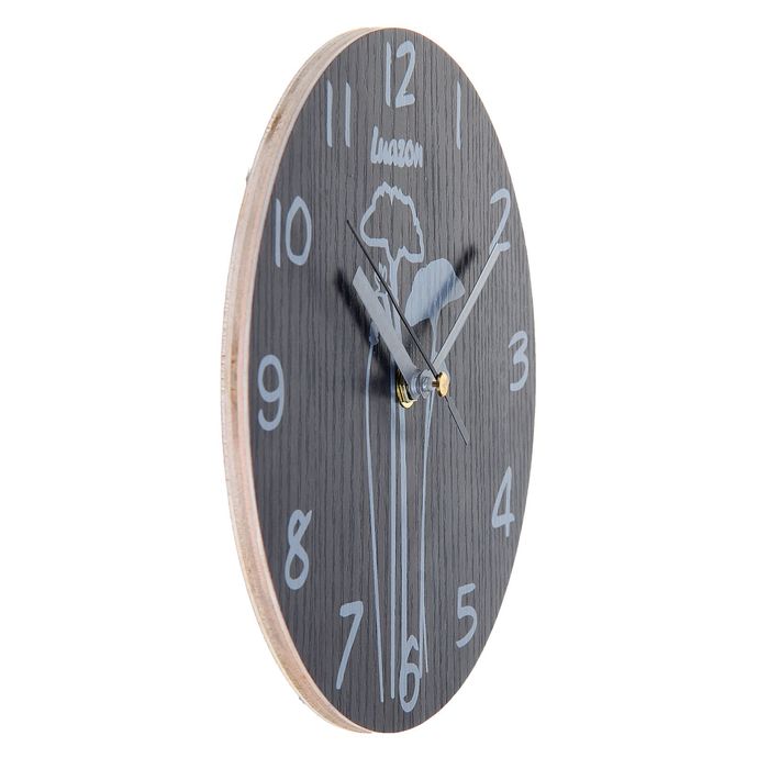 Часы настенные круглые "Очертания цветов", d=20,5 см, циферблат под тёмное дерево, без рамы