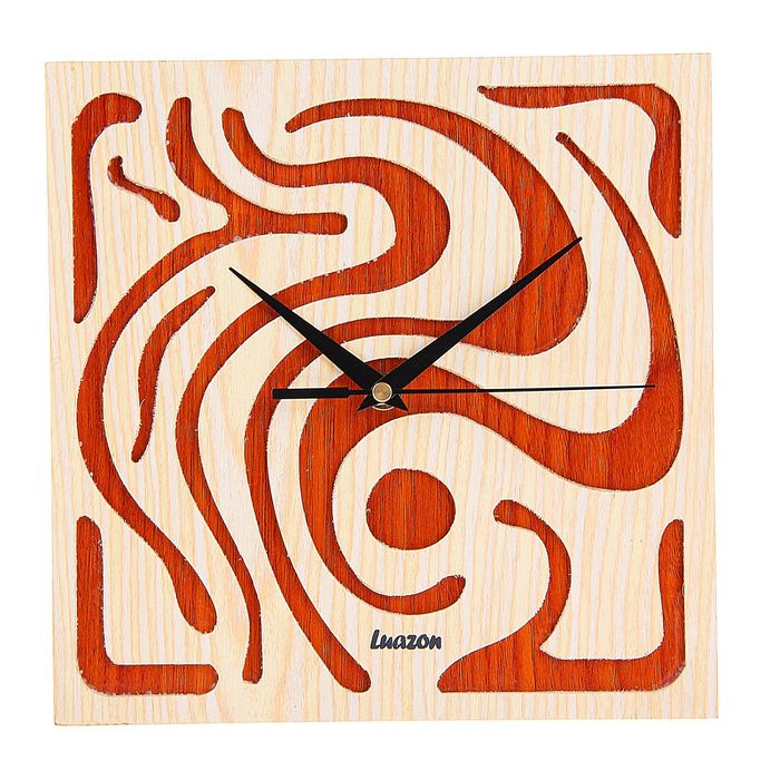 Часы настенные квадратные "Серия Дерево. Орнамент", 25,5 × 25,5 см, на циферблате узоры, оранжево-бежевые