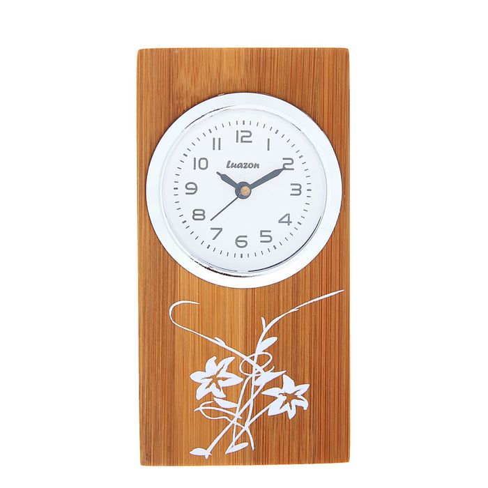Часы настольные серии Дерево. Прямоугольник с изгибом 6,5*13см бамбук