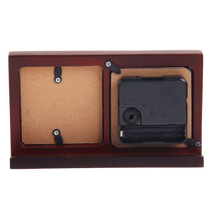 Часы настольные серии Дерево, прямоугольные с фоторамкой (5х5), 20,5*16см сосна