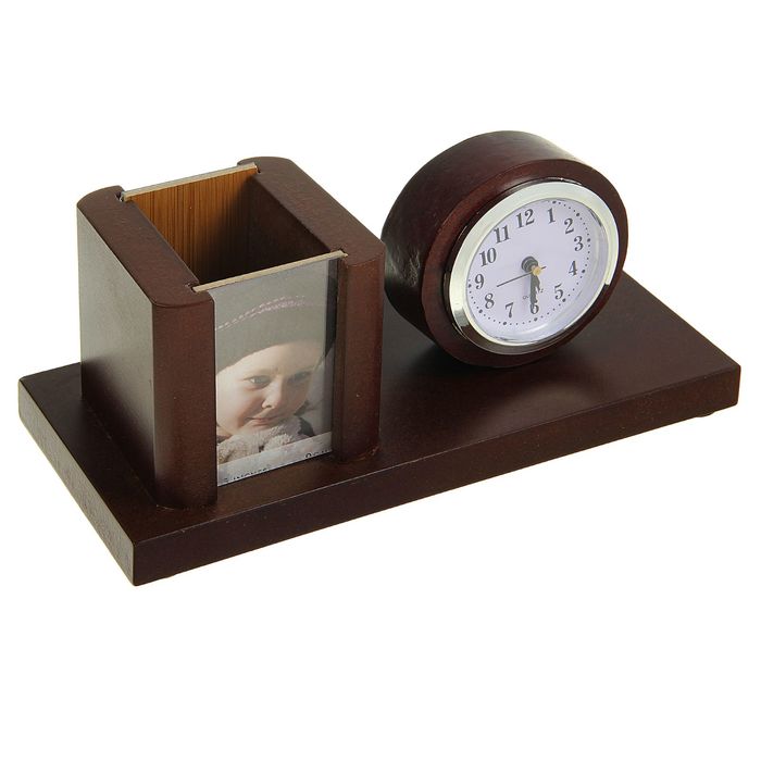 Набор настольный «Лаконичность»: часы, подставка для ручек, фоторамка