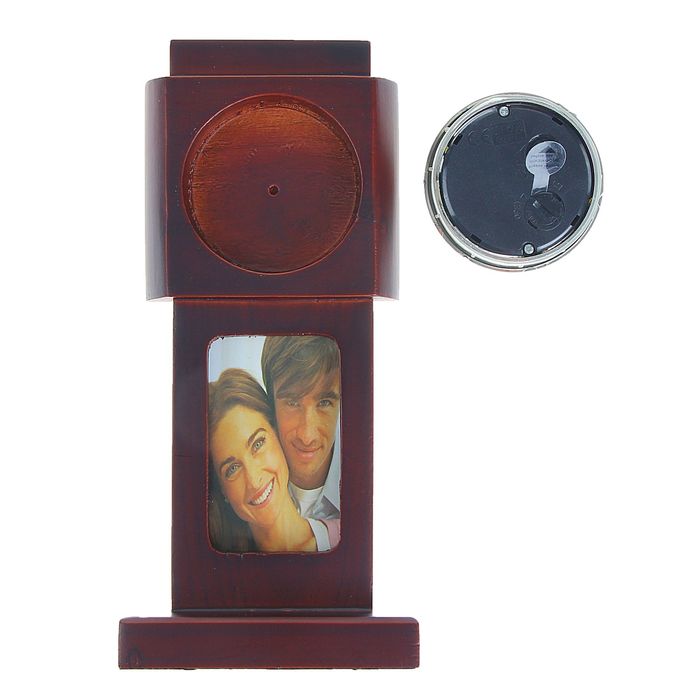 Часы настольные серии Дерево, Колонна с фоторамкой (4х7), 9,5*20см сосна