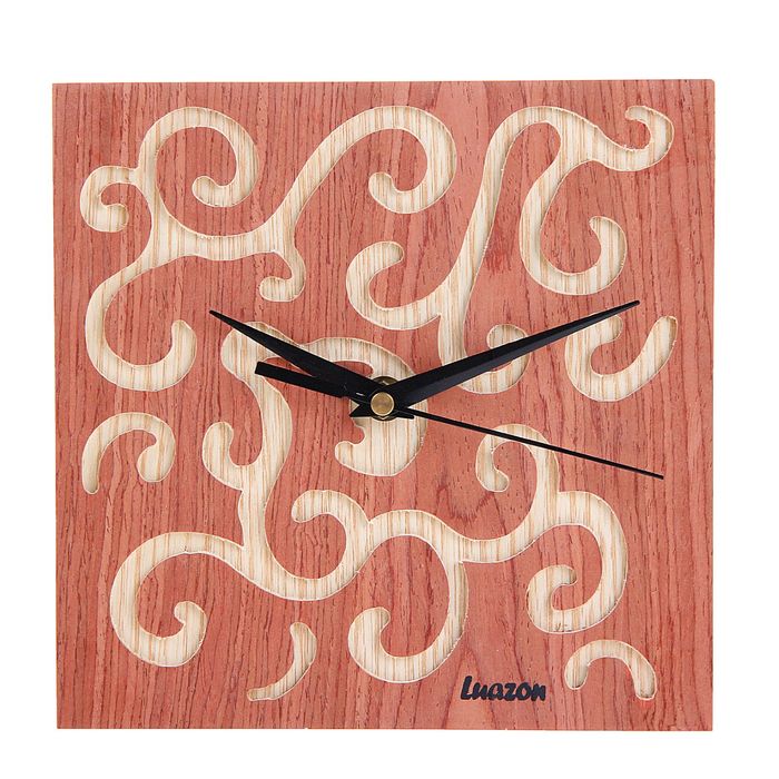 Часы настенные квадратные "Серия Дерево. Фантазийные", 20,5 × 20,5 см, на циферблате узоры, персиковые