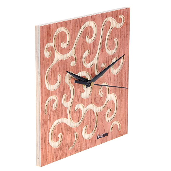 Часы настенные квадратные "Серия Дерево. Фантазийные", 20,5 × 20,5 см, на циферблате узоры, персиковые