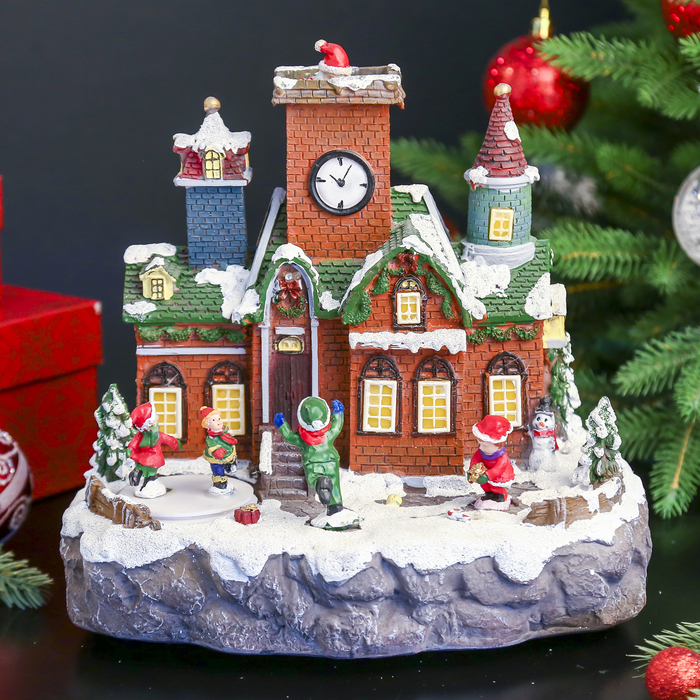 Сувенир "Новогодний домик" световой, движущийся