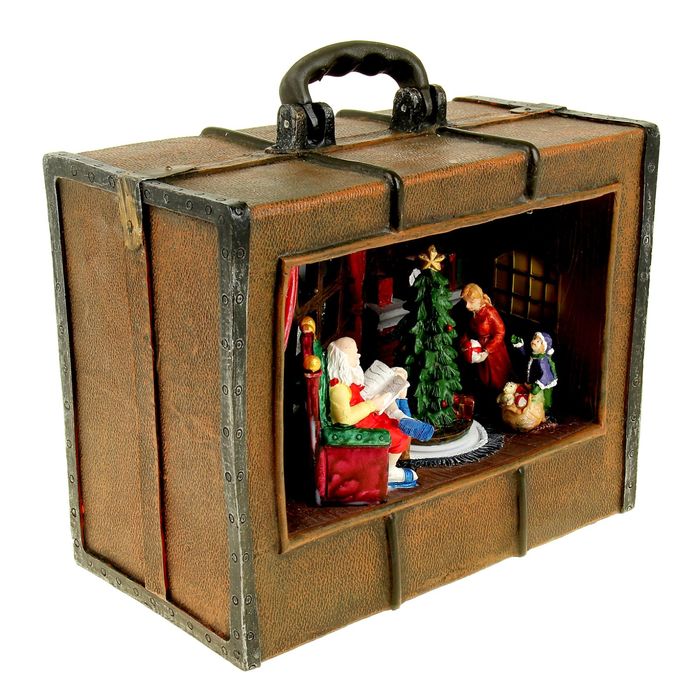Сувенир "Чемодан новогодний" музыкальный, световой, движущийся