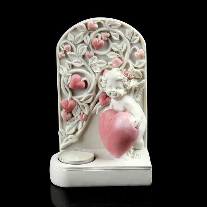 Подсвечник "Ангелочек с сердцем" со свечой