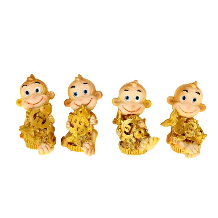Сувенир "Обезьянка с денежной рыбкой" МИКС