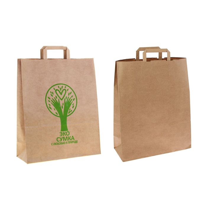 Пакет крафт "Эко" 36 х 15 х 45 см, плоская ручка