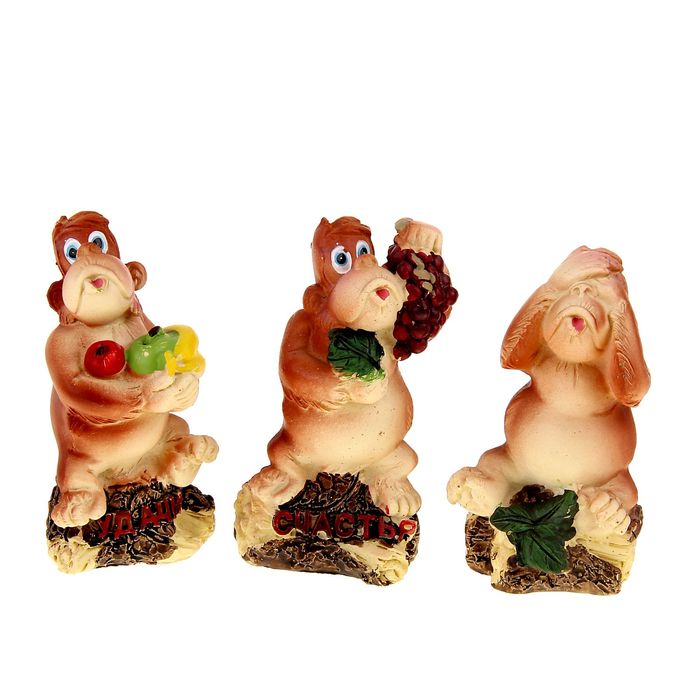 Сувенир "Обезьянка на бревне" МИКС