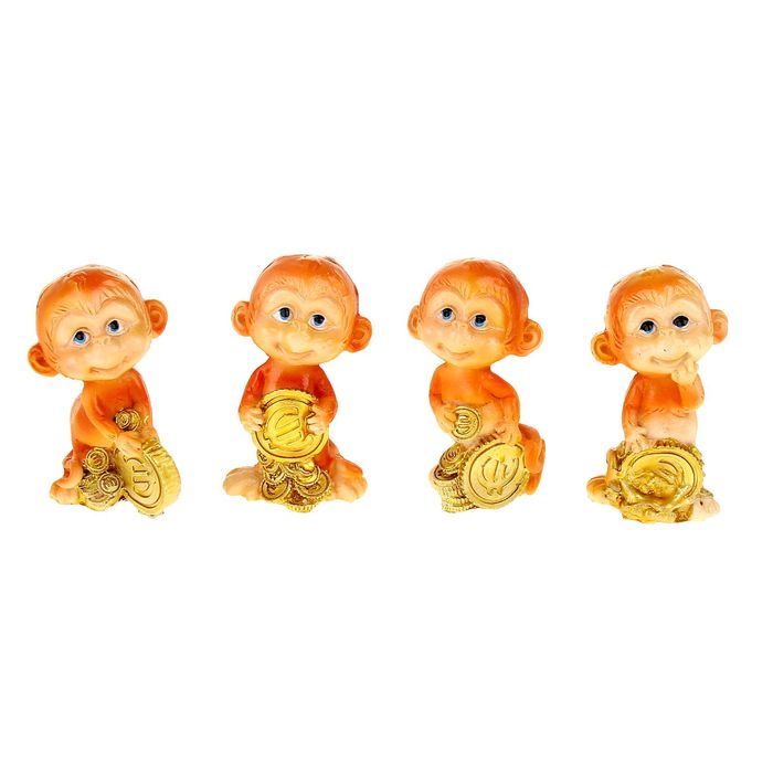 Сувенир "Малыш обезьянка с монетами" МИКС
