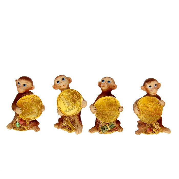 Сувенир "Кроха обезьянка с рублём" МИКС