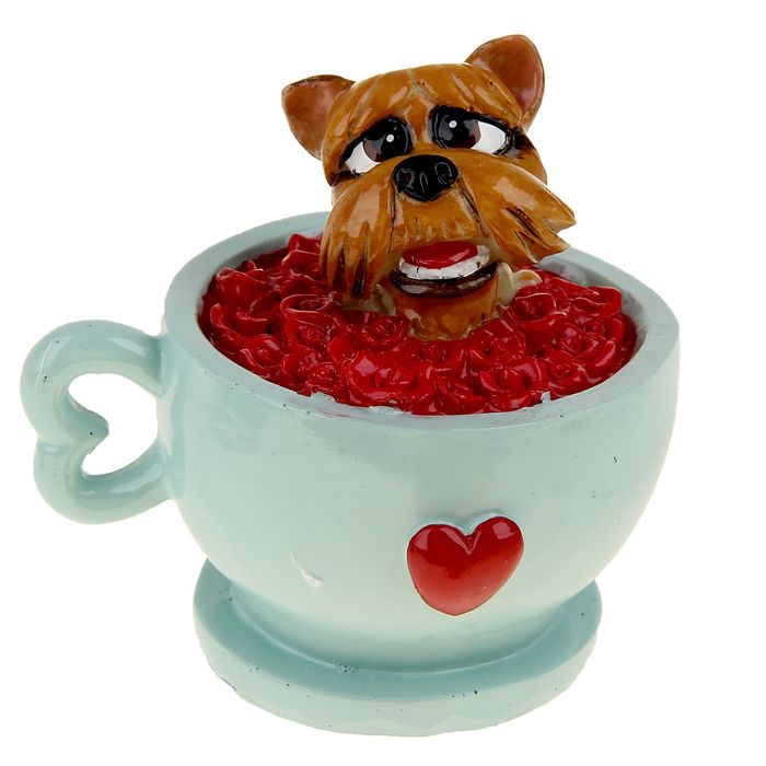 Копилка "Собачка в чашке с сердечками" МИКС