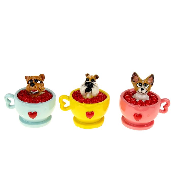 Копилка "Собачка в чашке с сердечками" МИКС