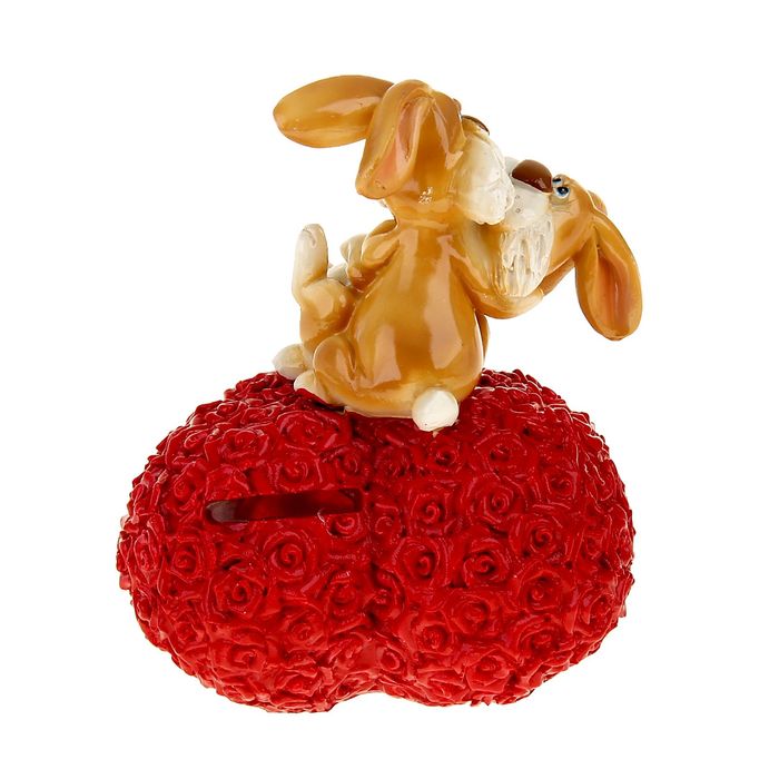 Копилка "Поцелуйчик зайчата на сердце"