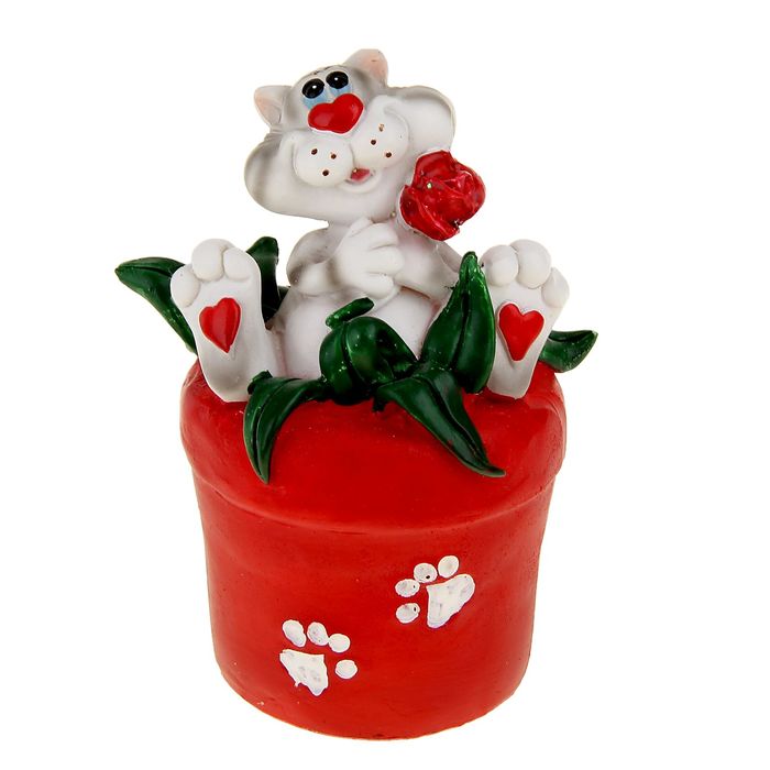 Копилка "Котик в цветочном горшке"