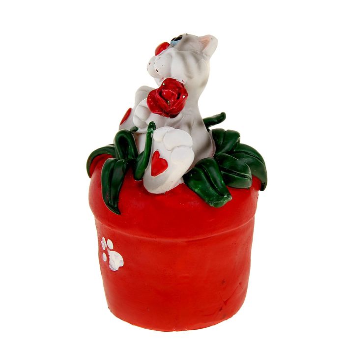 Копилка "Котик в цветочном горшке"