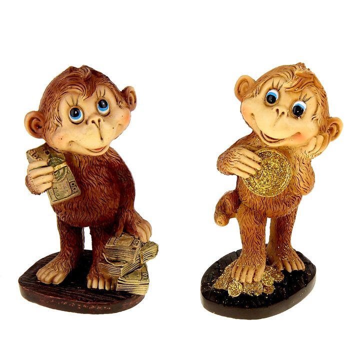 Сувенир "Мартышка кокетка с деньгами" МИКС