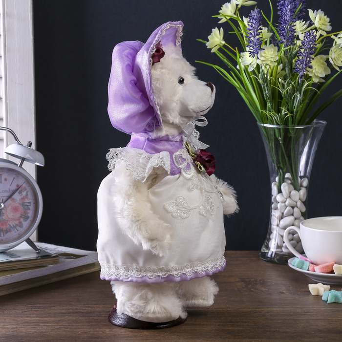 Декор "Мишка в сиреневом платьице и шляпке"