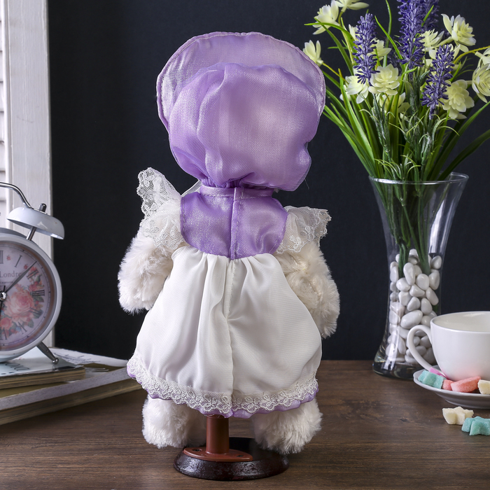 Декор "Мишка в сиреневом платьице и шляпке"