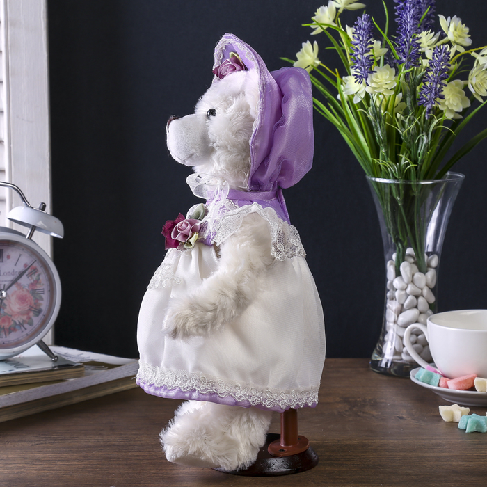 Декор "Мишка в сиреневом платьице и шляпке"