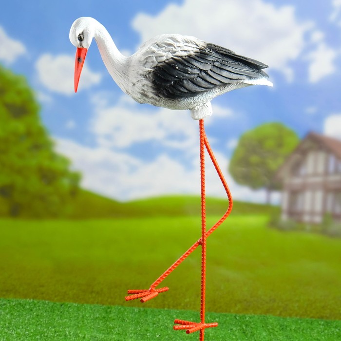 Садовая фигура "Аист" малая, коричневые лапки