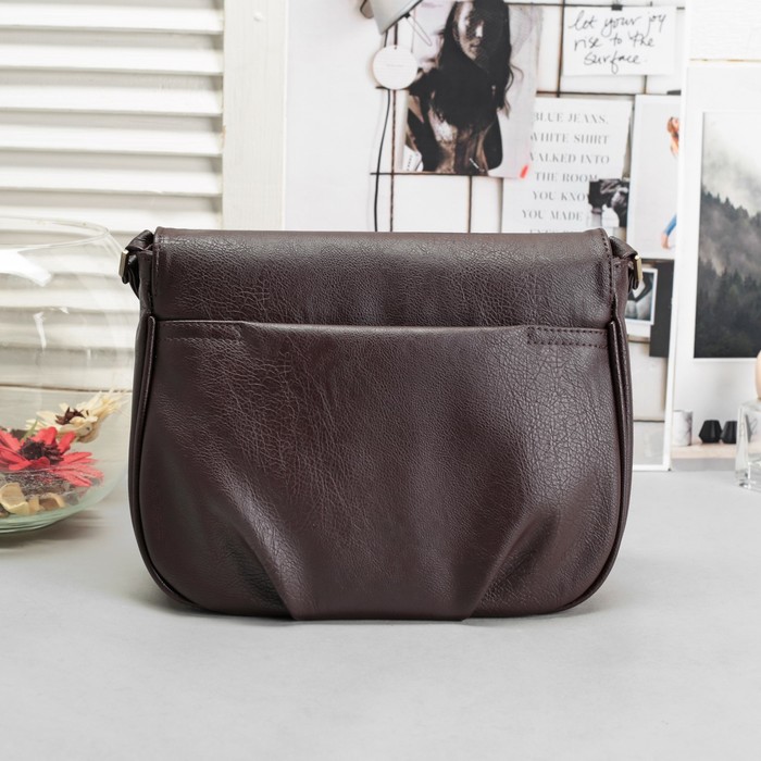 Сумка женская, отдел с перегородкой на молнии, наружный карман, регулируемый ремень, цвет тёмно-коричневый