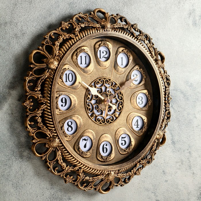 Часы настенные круглые "Аристократ", d=35 см, под старину, рама коричневая