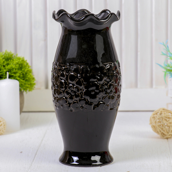Ваза "Вдохновение" цветок, чёрная