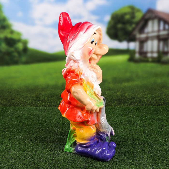 Садовая фигура "Гном с гусем", фиолетовые, ботинки, 48 см