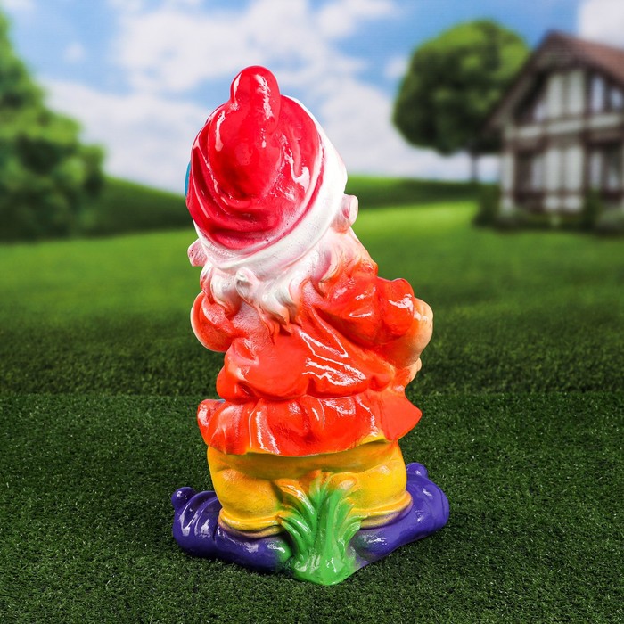 Садовая фигура "Гном с гусем", фиолетовые, ботинки, 48 см