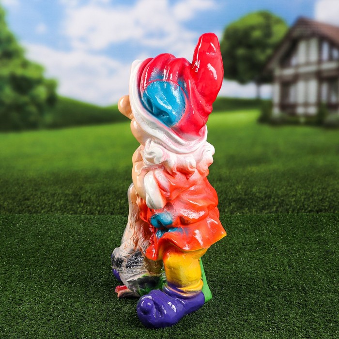 Садовая фигура "Гном с гусем", фиолетовые, ботинки, 48 см