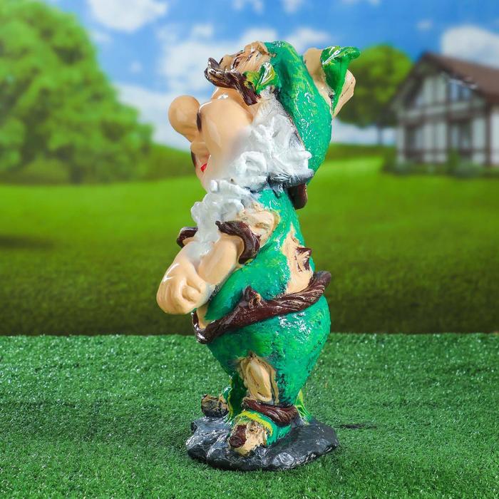 Садовая фигура "Счастливый гном", зелёная, 39 см