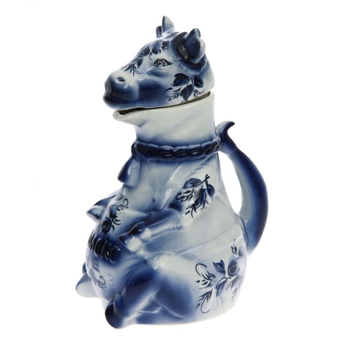 Набор молочный "Буренка" гжель, 5 предметов, 1,5 л