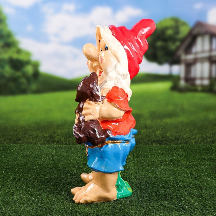 Садовая фигура "Гном с собакой", 46 см