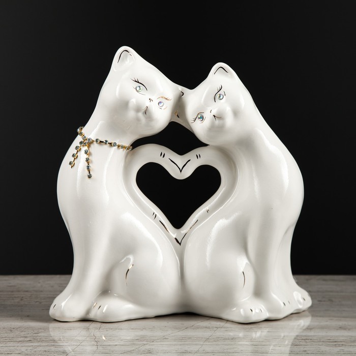 Копилка "Кошки" в форме сердца, большая, глянец, цепочка, микс