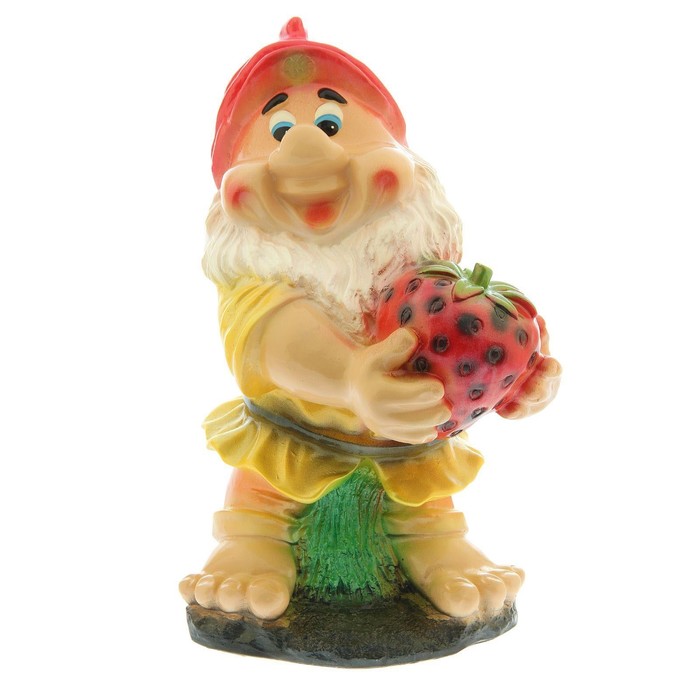 Садовая фигура "Гном с клубникой", одежда, микс, 49 см
