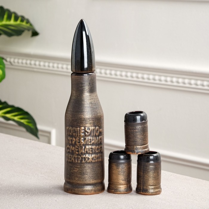 Штоф с рюмками "Пуля" 4 предметов, 0,5 л/0,05 л