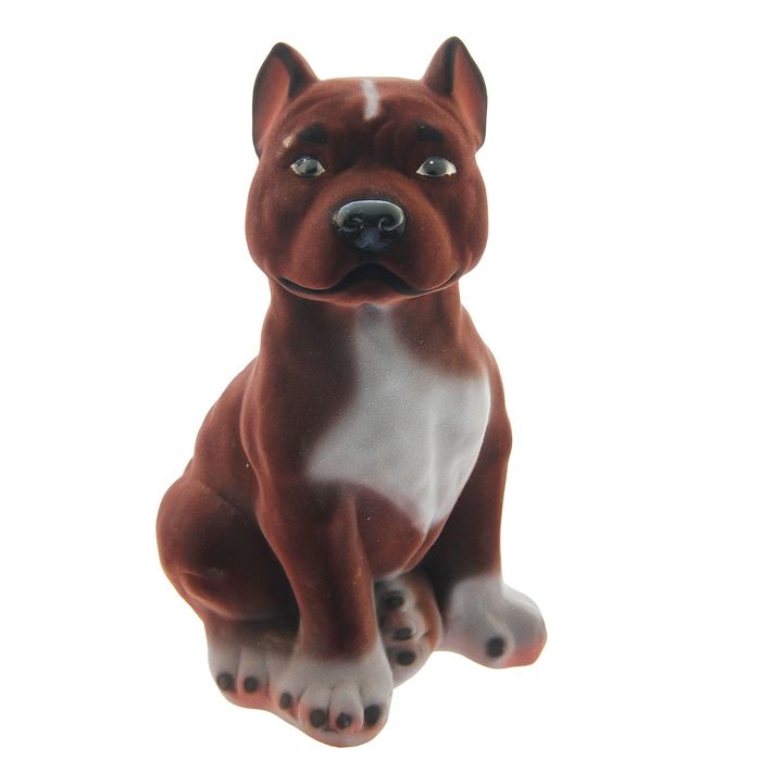 Копилка "Питбуль" флок, коричневая