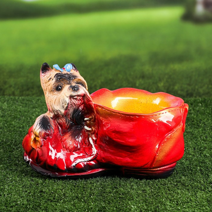 Фигурное кашпо "Собака с ботинком" микс