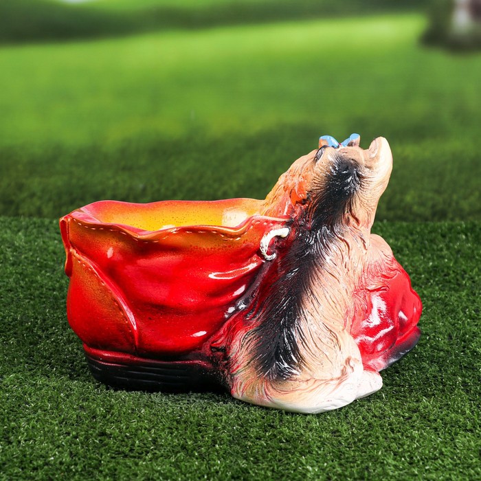 Фигурное кашпо "Собака с ботинком" микс