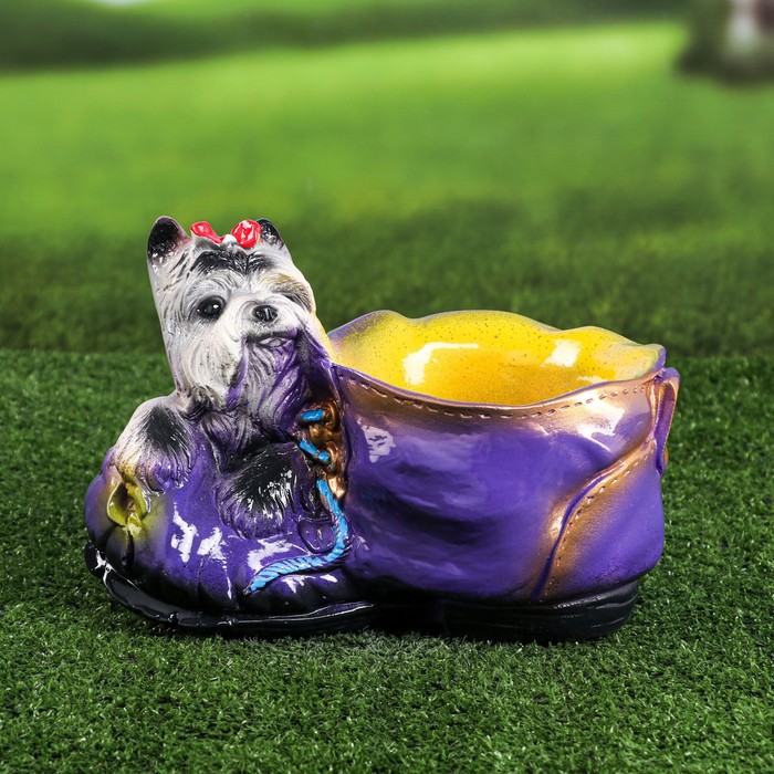 Фигурное кашпо "Собака с ботинком" микс