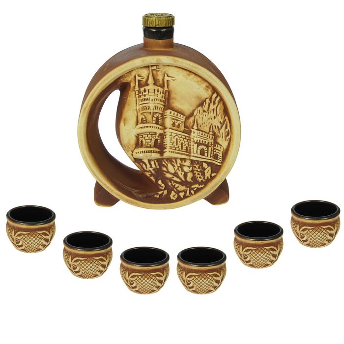 Штоф с рюмками "Ласточкино гнездо" 7 предметов, 0,5 л/0,05 л, микс