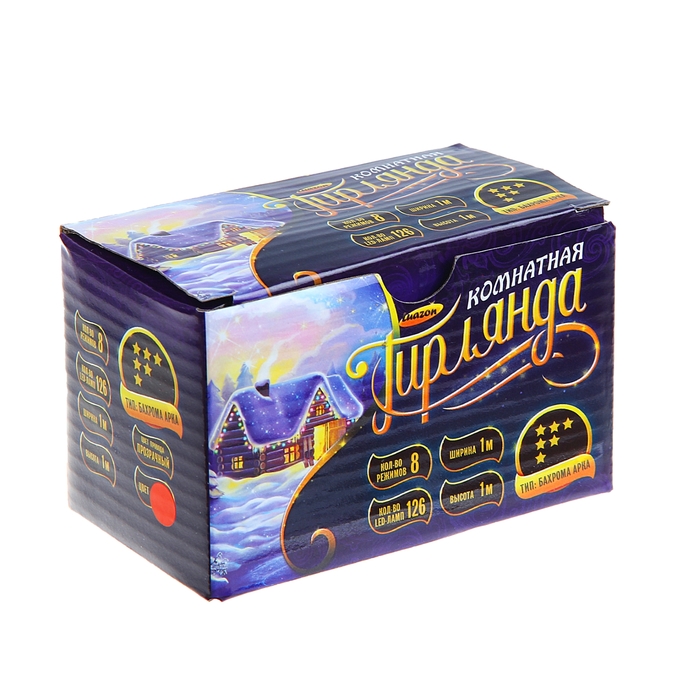 Гирлянда "Бахрома" Арка, Ш:1 м, В:1 м, Н.С. LED-126-220V, контр. 8 р. КРАСНЫЙ