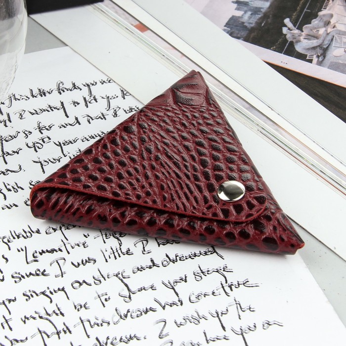 Футляр для монет на кнопке, кайман, цвет бордовый