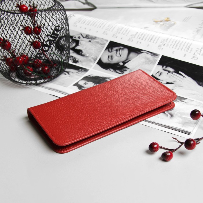 Кошелёк женский, 2 отдела, отдел для монет, красный флотер