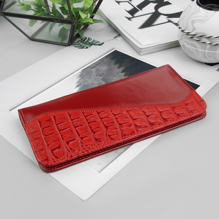 Кошелёк женский, 2 отдела, отдел для монет, красный