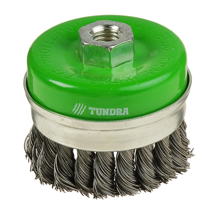 Щетка металлическая TUNDRA, для УШМ Heavy Duty крученая "чашка" М14, 75 мм