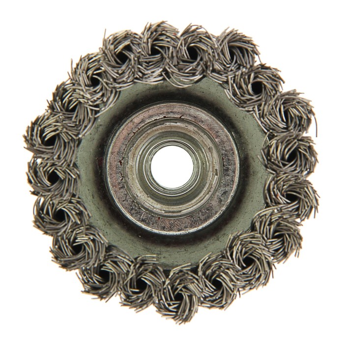 Щетка металлическая TUNDRA, для УШМ Heavy Duty крученая "чашка" М14, 75 мм