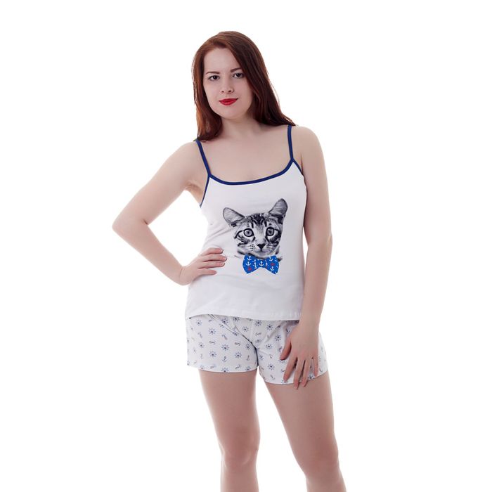 Пижама женская (топ, шорты) W SC101, принт Коты, р-р 48